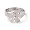 Non-Tarnish 201 Stainless Steel Clover Finger Ring RJEW-J051-07P-2