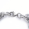 Tarnish Resistant 304 Stainless Steel Rope Chain Bracelets X-BJEW-L673-003-P-3