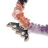Natural South Red Agate & Amethyst & Obsidian Chips Beaded Stretch Bracelets BJEW-TA00493-3