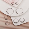 Rhodium Plated 925 Sterling Silver Circle Beaded Huggie Hoop Earrings for Women JE912A-02-3