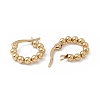 201 Stainless Steel Round Beaded Hoop Earrings with 304 Stainless Steel Pins for Women EJEW-B016-01A-G-2