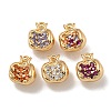 Brass Micro Pave Clear Cubic Zirconia Charms KK-U037-12G-01-1