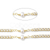 Brass Cubic Zirconia Link Chains with Shell Pearl CHS-P016-17G-2