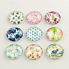 Half Round/Dome Floral Pattern Glass Flatback Cabochons for DIY Projects X-GGLA-Q037-12mm-M49-1