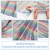 Sparkly Hologram Polyester Mermaid Printed Fish Scale Fabric DIY-WH0304-480-3