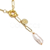 Natural Baroque Pearl Keshi Pearl Lariat Necklaces NJEW-JN03042-6