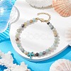 Natural Flower Amazonite &  Synthetic Turquoise Charm Anklets for Women AJEW-AN00616-03-2