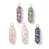 Natural Mixed Stone Double Terminal Pointed Pendants PALLOY-JF02672-1