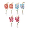 3 Pairs 3 Color Flower of Life Glass Dangle Stud Earrings EJEW-TA00350-1