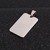 Tarnish Resistant Rectangle 201 Stainless Steel Tag Pendants X-STAS-I032-120-1