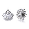 Brass Inlaid Clear Cubic Zirconia Charms ZIRC-S069-001P-2