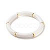 Two Tone Acrylic Curved Tube Beaded Stretch Bracelet BJEW-JB07971-01-1