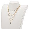 Brass Micro Pave Clear Cubic Zirconia Pendant Necklaces & Paperclip Chain Necklaces Set NJEW-JN03354-01-3