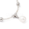 Natural Pearl Pendant Necklace with Glass Beaded Chains NJEW-M201-01A-2