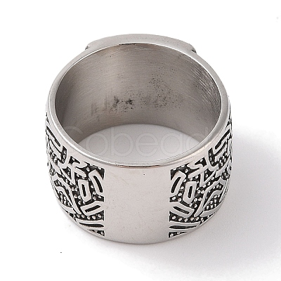 Viking 304 Stainless Steel Rune Finger Rings RJEW-U005-09A-AS-1