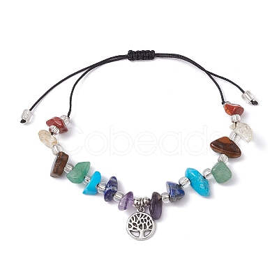 Chakra Natural & Synthetic Gemstone Braided Bead Bracelets BJEW-JB09824-03-1