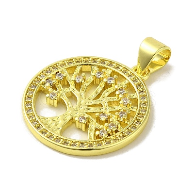 Brass Micro Pave Cubic Zirconia Pendants KK-Z042-25G-05-1