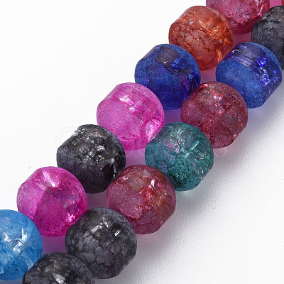 Transparent Crackle Glass Beads Strands FGLA-T004-02-1