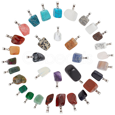 SUNNYCLUE Natural & Synthetic Mixed Gemstone Pendants G-SC0001-36-1