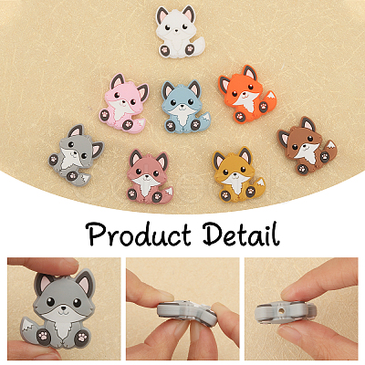 CHGCRAFT 16Pcs 8 Colors Fox Food Grade Eco-Friendly Silicone Beads SIL-CA0003-08-1