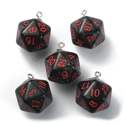 Opaque Resin Polyhedral Dice Pendants FIND-TAC0005-21F-1