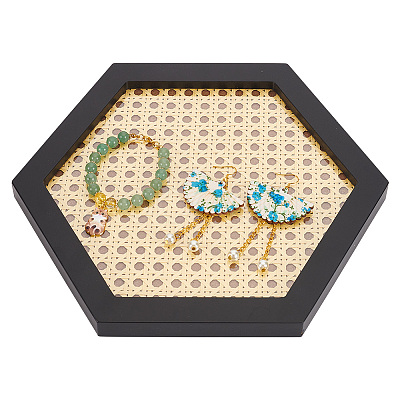 Hexagon Rattan Jewelry Plates AJEW-WH0258-735-1