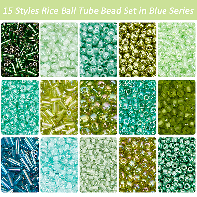 PandaHall Elite 6178Pcs 15 Style Glass Round Seed & Bugle Beads SEED-PH0001-85-1