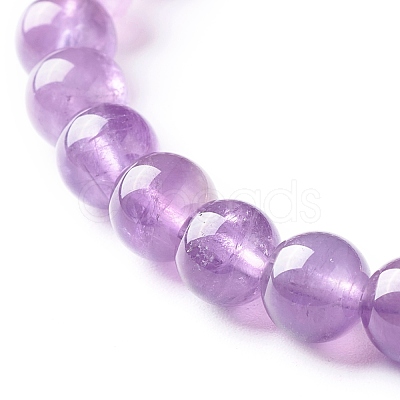 Natural Amethyst Round Beads Stretch Bracelets Set BJEW-JB06980-02-1