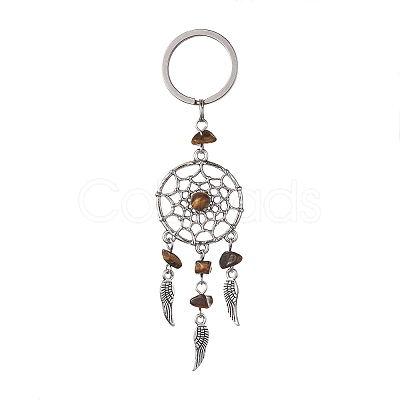 Woven Net/Web with Wing Alloy & Gemstone Chips Keychains KEYC-JKC00559-1