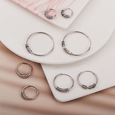 Rhodium Plated 925 Sterling Silver Circle Beaded Huggie Hoop Earrings for Women JE912A-02-1