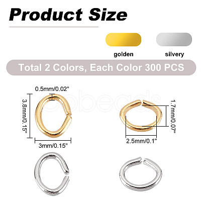 DICOSMETIC 600Pcs 2 Colors Brass Jump Rings KK-DC0001-05-1