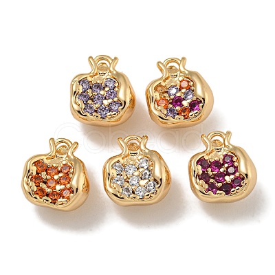 Brass Micro Pave Clear Cubic Zirconia Charms KK-U037-12G-01-1