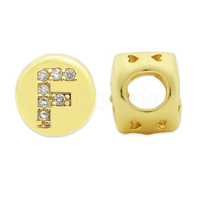 Brass Micro Pave Clear Cubic Zirconia Beads KK-T030-LA843-FX3-1