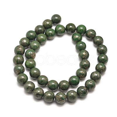 Round Natural Pyrite Beads Strands G-I127-6mm-01-1