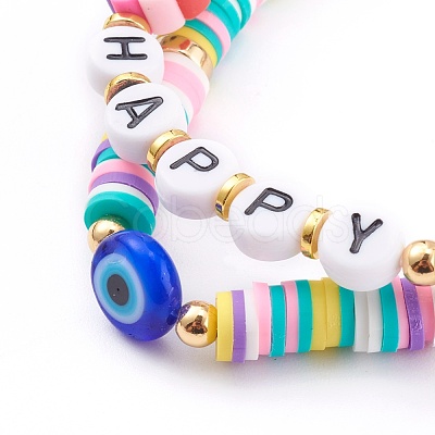 Polymer Clay Heishi Beaded Stretch Bracelets BJEW-JB05947-1