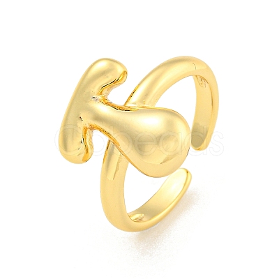 Brass Letter Open Cuff Rings for Women RJEW-G313-01T-G-1