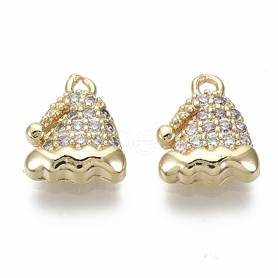 Brass Micro Pave Clear Cubic Zirconia Charms X-KK-S348-528-NF-1