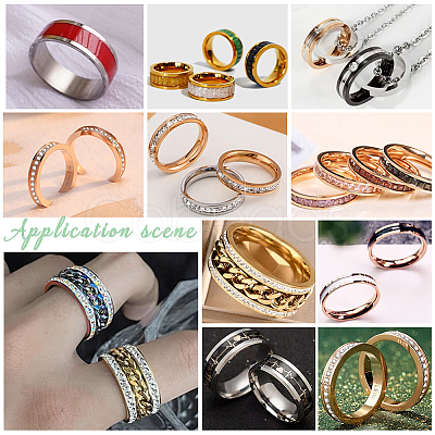 Unicraftale 14pcs 7 size Unisex Titanium Steel Grooved Finger Ring Sets RJEW-UN0002-65MC-1