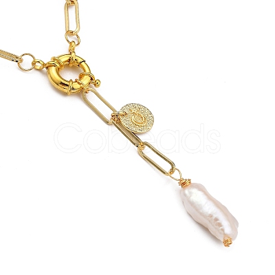 Natural Baroque Pearl Keshi Pearl Lariat Necklaces NJEW-JN03042-1