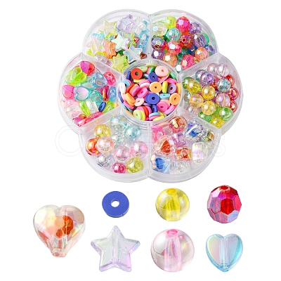 285Pcs 7 Style Mixed Style Transparent Acrylic & Handmade Polymer Clay Beads DIY-FS0004-39-1