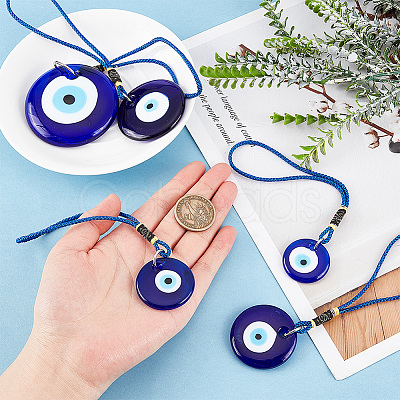 AHADEMAKER 5Pcs 5 Style Glass Evil Eye Pendant Decorations HJEW-GA0001-32-1