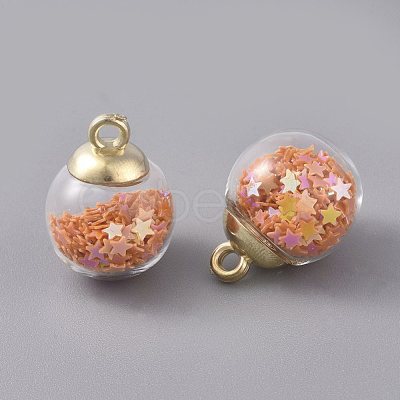 Glass Ball Pendants GLAA-WH0015-26O-1