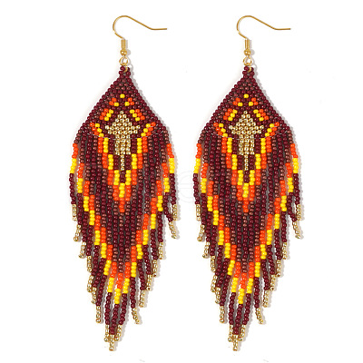 Bohemian Beach Style Handmade Tassel Seed Beaded Dangle Earrings for Women ZB5578-1