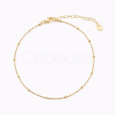 Brass Ball Chain Anklets AJEW-AN00409-1