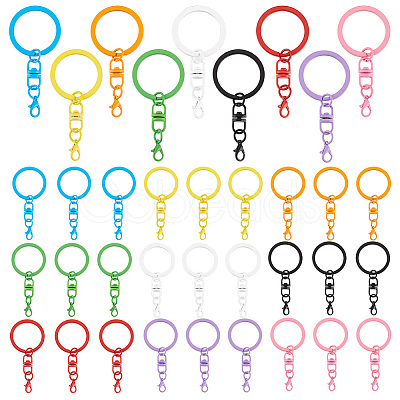 PandaHall Elite 36Pcs 9 Colors Spray Painted Iron Keychain Swivel Clasps FIND-AR0004-01-1