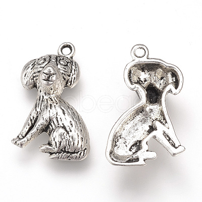 Tibetan Style Alloy Puppy Pendants TIBEP-T002-05AS-RS-1