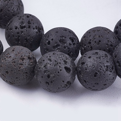 Natural Lava Rock Stone Bead Strands X-G-R193-18-10mm-1