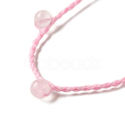 Natural Rose Quartz Braided Bead Necklacess NJEW-K258-06C-1