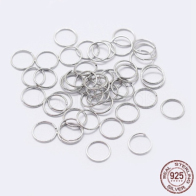 Anti-Tarnish Rhodium Plated 925 Sterling Silver Open Jump Rings STER-F036-02P-1x9mm-1