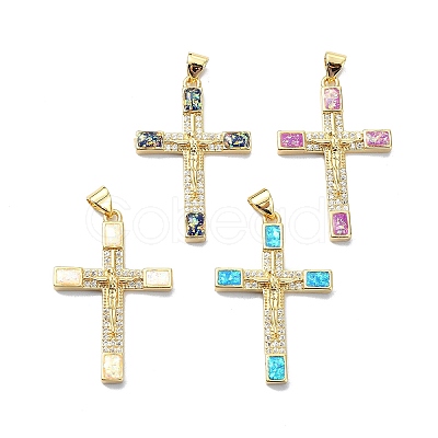 Religion Theme Brass Micro Pave Clear Cubic Zirconia Pendants KK-A221-22G-1